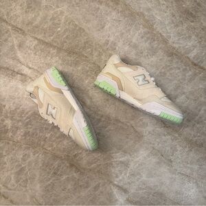 New Balance Cream and Green Women's Sneakers